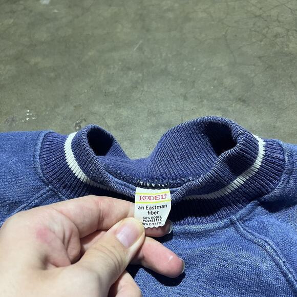 Vintage 60s Kodel Blue Striped Cuff Blank Sweatshirt - Picture 3 of 3